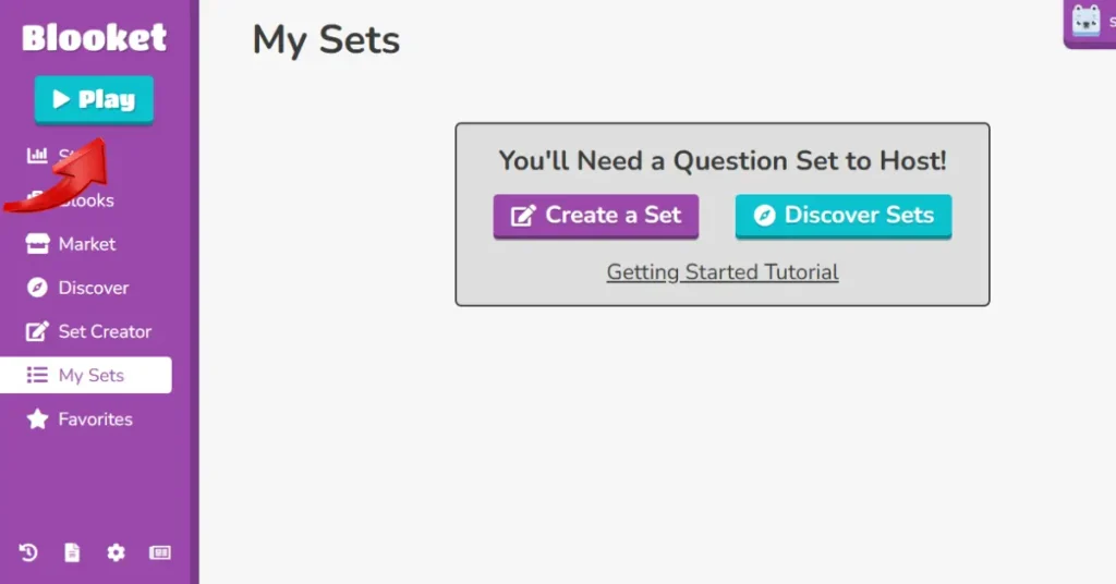 Play Section in Blooket Dashboard